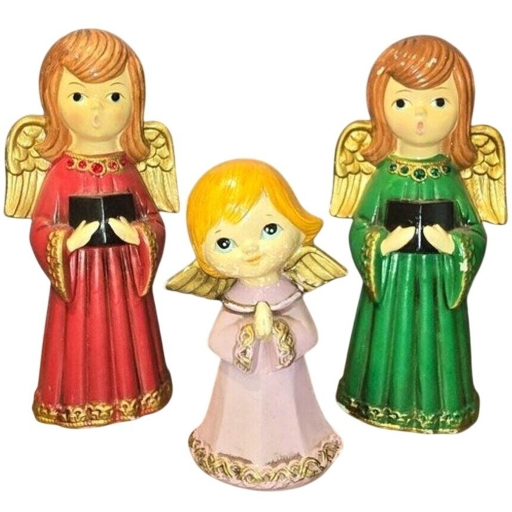 Ardco Ceramic Angel Figures CHOIR singing Japan RARE Christmas VINTAGE 1960s